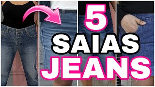 5 saias feitas com calça jeans e retalhos jeans / renove seu guarda roupa / saias facil de fazer