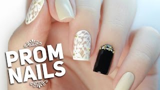 Floral Lace Prom Nail Art Design