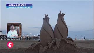 Esculturas y dibujos de arena de Alejandro Arce. Tv pública.