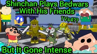 Shinchan Plays Bedwars With His Friends But It Gone Intense🔥 Also Rided The Dragon😱 (BlockMan Go)