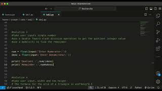 Lab 2 on numbers and comments in python programming