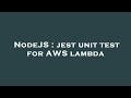 NodeJS : jest unit test for AWS lambda