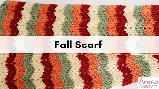 Fall Scarf | Easy Crochet Scarf Pattern | Easy Ripple Scarf | Beginner Crochet Scarf Tutorial