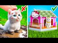 I Built Hello Kitty House for Stray Cat 😻 Best Hacks for Pet Owners