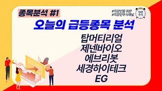 탑머티리얼 제넨바이오 에브리봇 세경하이테크 EG