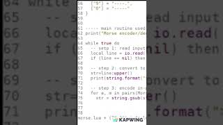 ambient coding Morse encoder/decoder demo in Lua #coding #shorts #short #shortsvideo #shortvideo