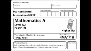 IGCSE Mathematics June 2018 - 4MA1/1H