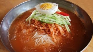 Dongchimiguksu: cold noodle soup with radish water kimchi