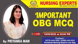 AIIMS NORCET 2023 | IMPORTENT  OBG MCQ | Nursing Expert's| Live classes