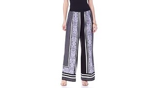 DG2 by Diane Gilman Stretch Knit Printed Palazzo Pant