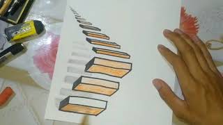 Drawing Stairs to the Door - How to Draw 3D Steps - Vamos