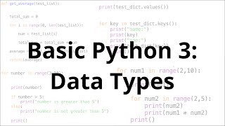 Basic Python 3: Data Types