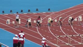 20170424092947 106學年度全國中等學校運動會田徑賽高中女100公尺跨欄0 838m預賽第1組 臺北市再興中學江潔欣 高雄市海青工商歐昱湘 進決賽。