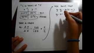 Deriving the Equations for °Celsius in terms of °Fahrenheit