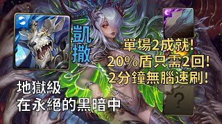 【神魔之塔】在永絕的黑暗中 地獄級 | 20%盾只需2回! 凱撒單場2成就2分鐘無腦速刷!(頭尾獸+4屬)【淪喪於光芒】【心靈崩解·撒達】【撒達地獄級】