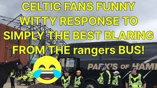 BRILLIANT! celtic fans WITTY response to simply the best from rangers bus |  1-1