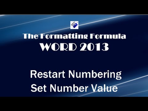 Word 2013 Restart Numbering and Set Number Value Word 2013 Restart Numbering and Set Number Value