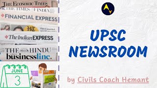 UPSC Newspaper Analysis | 3 June 2024 | The Hindu | Indian Express | Times of India | mint | HT