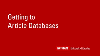 Getting to Article Databases