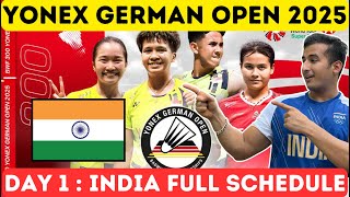 Yonex German Open 2025: इंडिया का पूरा शेड्यूल | Lakshya Sen, PV Sindhu, Satwik-Chirag ? Unnati ?🔥