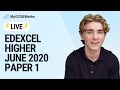 GCSE Maths | Edexcel June 2020 Paper 1 Higher | Live Solutions