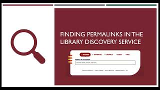 Finding and Sharing Permalinks for Library Resources