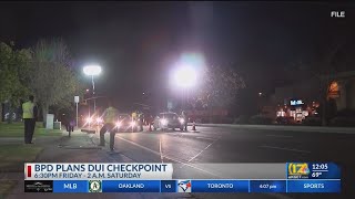 BPD plans DUI checkpoint Friday overnight