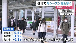 豊橋では最低気温0.5度を観測…東海3県各地で今季一番の冷え込み 最高気温は名古屋と津で10度 岐阜9度の予想