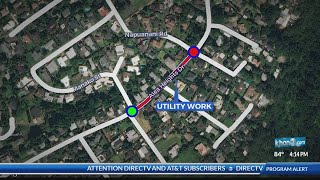 Installation and maintenance of utility poles on Aiea Heights Drive