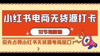 01 第1节：深度了解小红书电商无货源，抢先一步占领风口！ 小红书电商 无货源打卡，抢先占领小红书无货源电商风口（10节课）