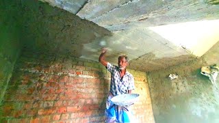 Plastering Techniques_Building Inside Staircase Bottom Landing Plastering with Speed|Cement Mixing