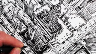 How to Draw The Empire State Building in 1-Point Perspective