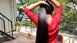 hair combing and making hair bun in sunlight #longhair #hairbun #silkyhair