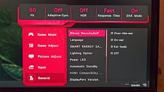 LG monitor OSD Menu Walkthrough (38GN950-B)