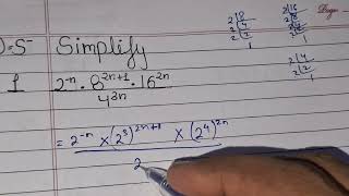 SIMPLIFY 2^n . 8^ 2n+1 .16 ^ 2n / 4^3n || CLASS 8TH | ICSE | CHAP -2 | EX -2 | Q-5