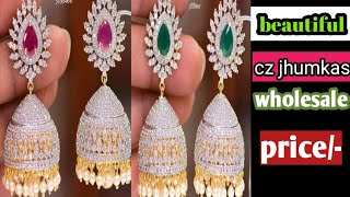 lateast model cz stone jhumkas ..| cz jhumkas at low price.