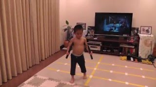 Ryusei (5year-old) acting Bruce Lee's Nunchaku scene
