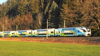 Rankweil:🚆Züge in den letzten☀️Sonnenstrahlen, WESTbahn, ICE119, S-Bahn, Wiesel-Dosto