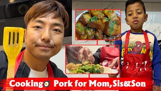 Cooking🧑‍🍳 Pork for Mom,Sis&Son @New Home  !! Nambin learnt,Mom enjoyed the food