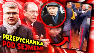 POTĘŻNA PRZEPYCHANKA PRZED SEJMEM. Kamiński i Wąsik próbowali wtargnąć do środka