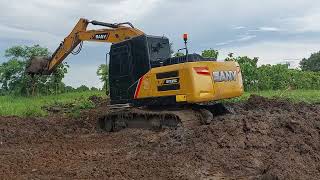 เล่นโคลน SANY SY135C 4JJ1X K7V งานเปิดบ่อใหม่ excavator ep.9533