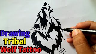 WOLF tattoos Drawing Easy on paper tattoos art tribal wolf drawing easy step by step for beginners