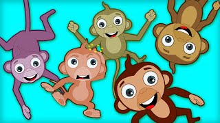 Five Little Monkeys Jumping On The Bed | Kids Songs And More | HooplaKidz