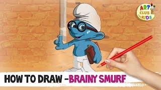 How to draw Brainy Smurf | Smurfs : The Lost Village | Art Club For Kids