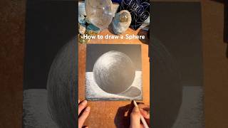 How to draw a Sphere. With White Charcoal Pencil on Black Card. Fast