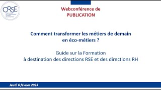 Webconférence : guide sur la formation : Comment transformer les métiers de demain en éco-métiers ?