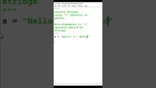 how to concatenate multiple strings using plus operator in python #shorts #python #pythontricks