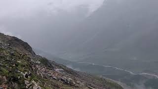 Panoramic view on Sural valley while descending from Tinglotti pass in Pangi, Himachal