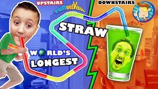 LAZY KID BUILDS WORLD'S LARGEST DRINKING STRAW! No Exercise 4 Us! FUNnel Vision Project Vlog