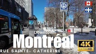 Montreal City Walk 4K - Rue Sainte-Catherine